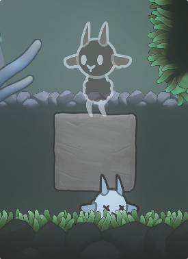 The Ghoast character dead underneath a block